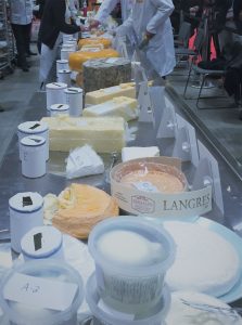A table showing the different varieties of cheese.