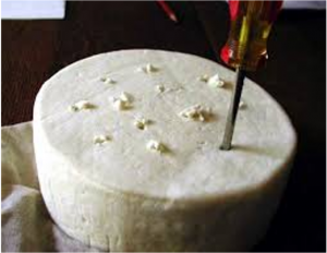 image of blue cheese with pierced holes