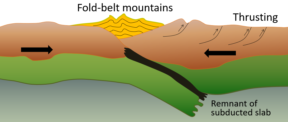 graphic showing fold belt mountains