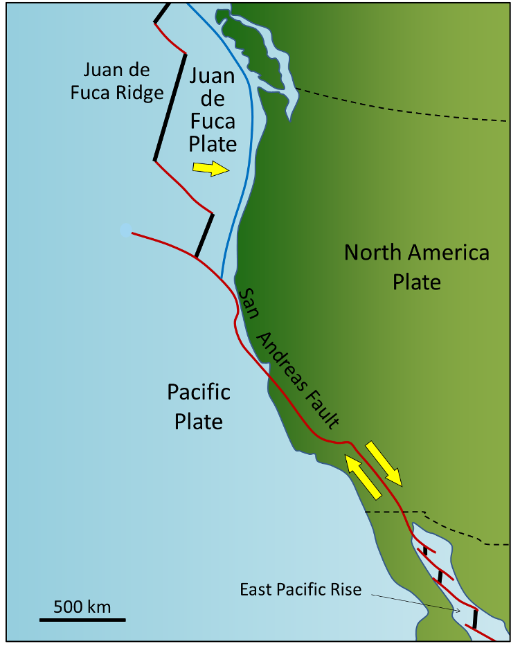 map showing the San Andreas fault