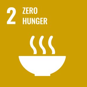 Logo for sustainable development goal 2 which is focused on zero hunger