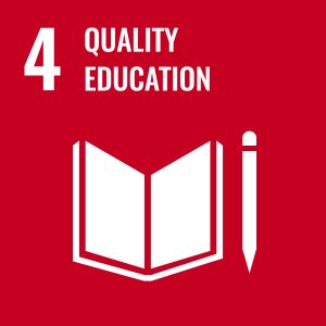 Logo for sustainable development goal 4 which is focused on quality education