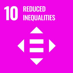 Logo for sustainable development goal 10 which is focused on reduced inequalities