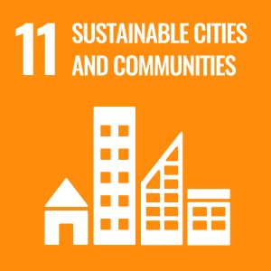 Logo for sustainable development goal 11 which is focused on sustainable cities and communities