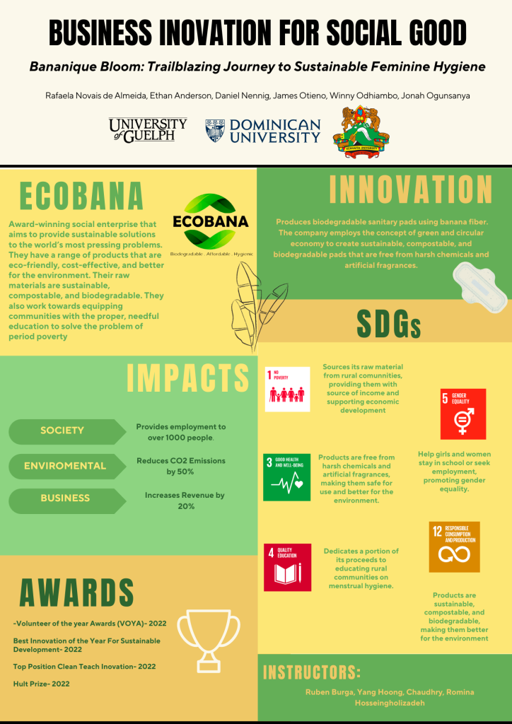 This is a poster that shows the relationship between Ecobana's innovations and sustainable development goal 15 - Life on Land