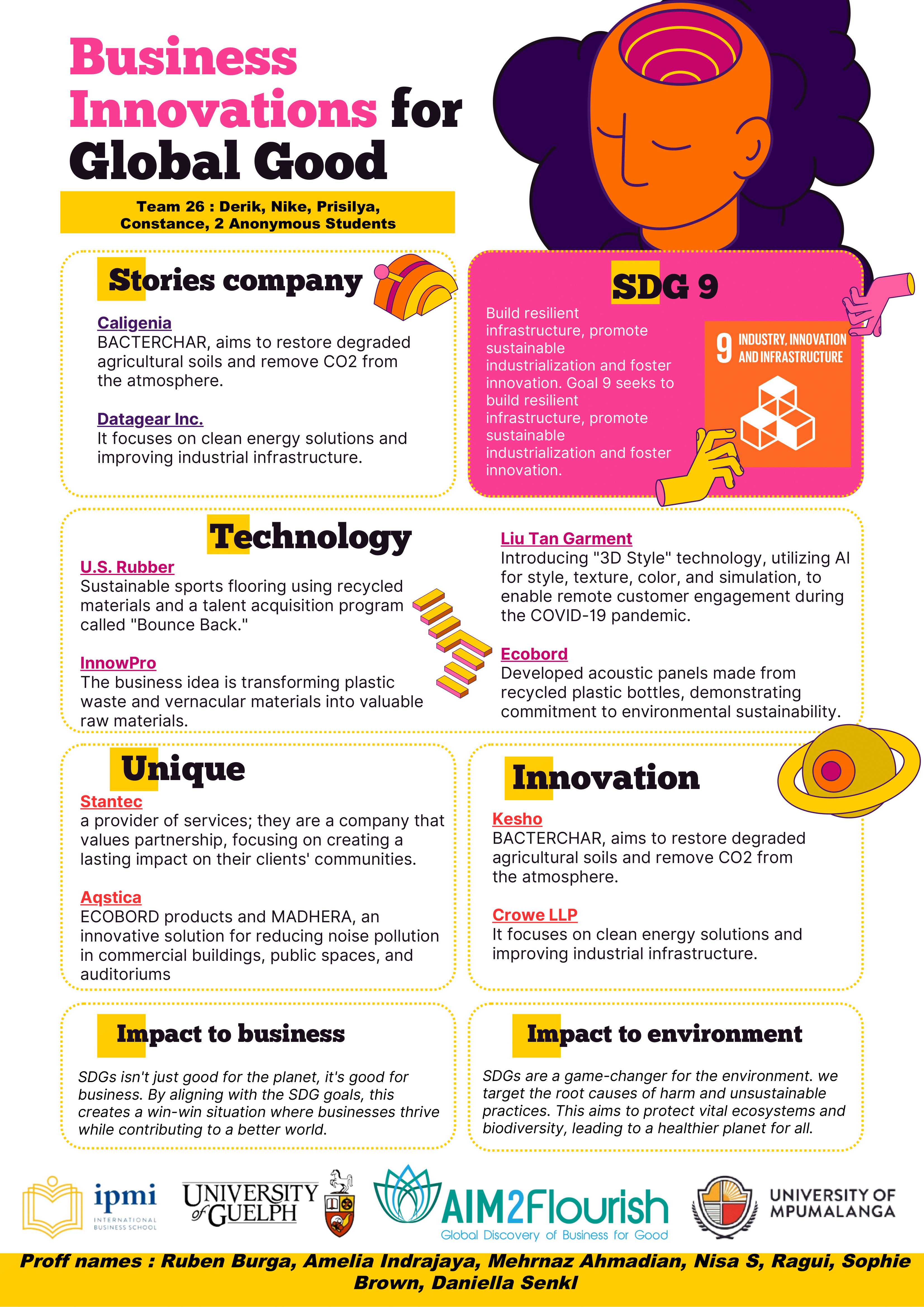 This is a poster of business innovations related to SDG 9