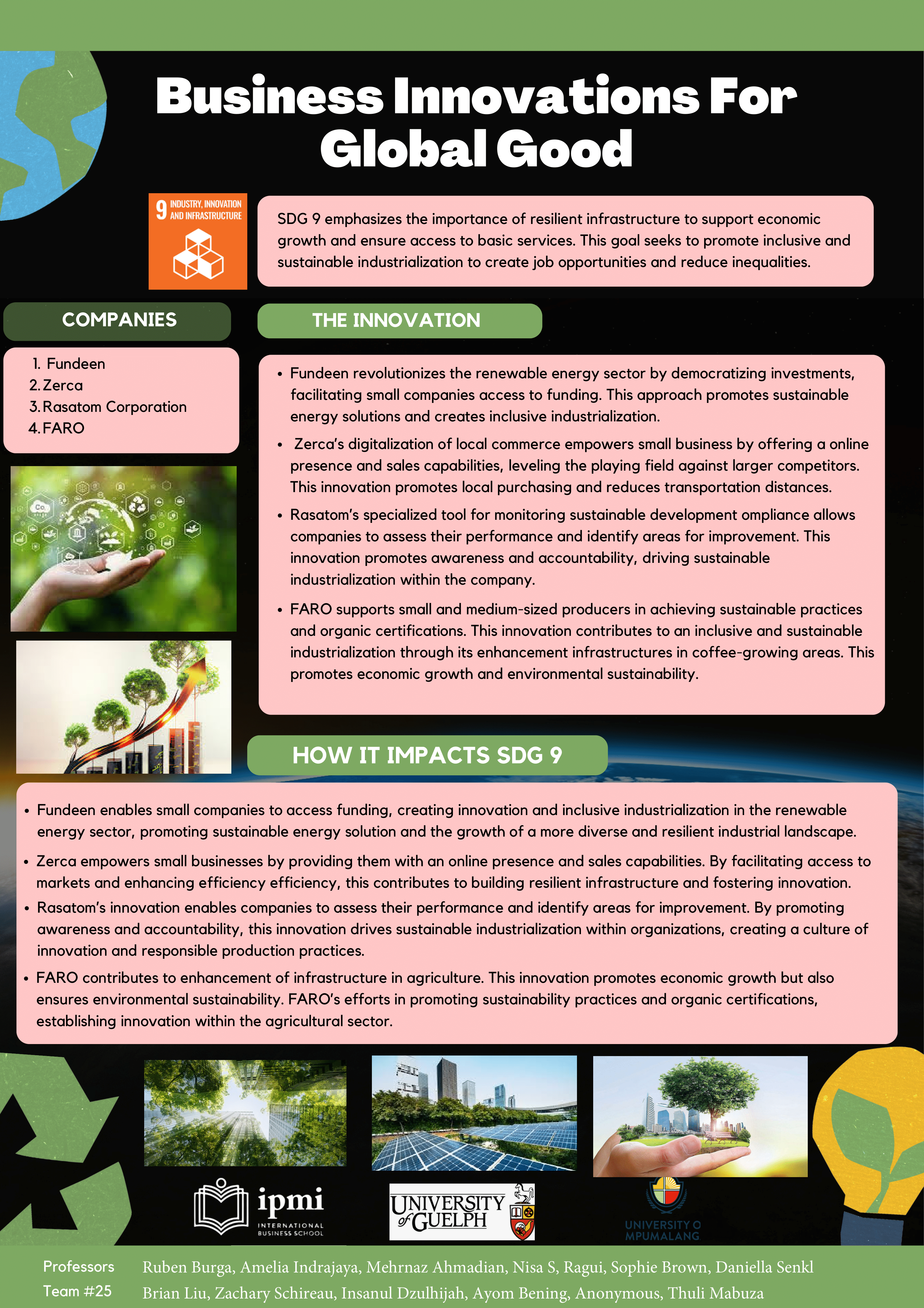 This is a poster of business innovations related to SDG 9